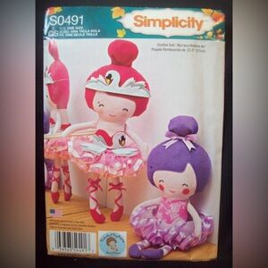 Simplicity Pattern S0491 
Dolls & Daydreams 
Stuffed 22" Rag Doll Ballerina 
UC